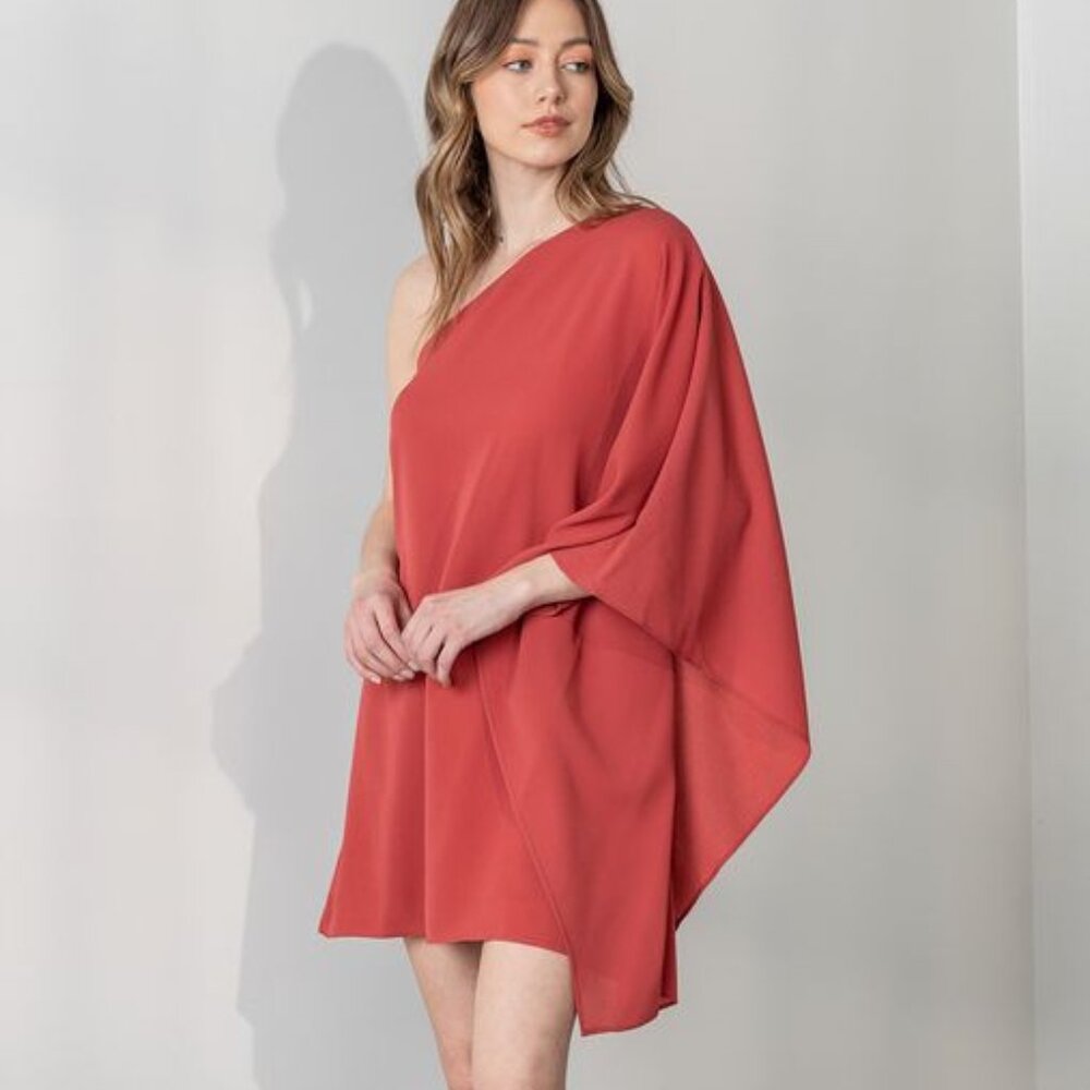 One Shoulder Textured Dress- NWT